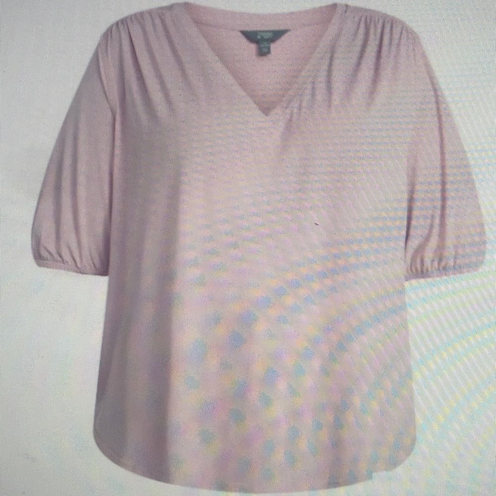 Croft & Barrow Pink V-Neck Puff Sleeve Women's Top